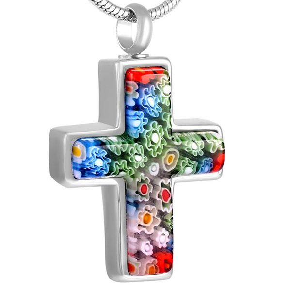 pendant necklaces cmj8546 beautiful millefiori glass cross urn cremation jewelry memorial necklace for ashes christ charms, Silver
pendant necklaces cmj8546 beautiful millefiori glass cross urn cremation jewelry memorial necklace for ashes christ charms, Silver