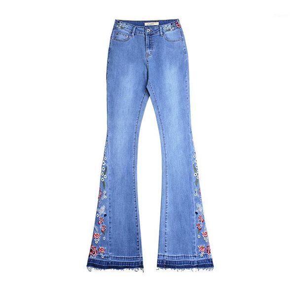 2019 european and american women's selling wide leg pants cowboy bell-bottom pants women's embroidered1, Blue
2019 european and american women's selling wide leg pants cowboy bell-bottom pants women's embroidered1, Blue