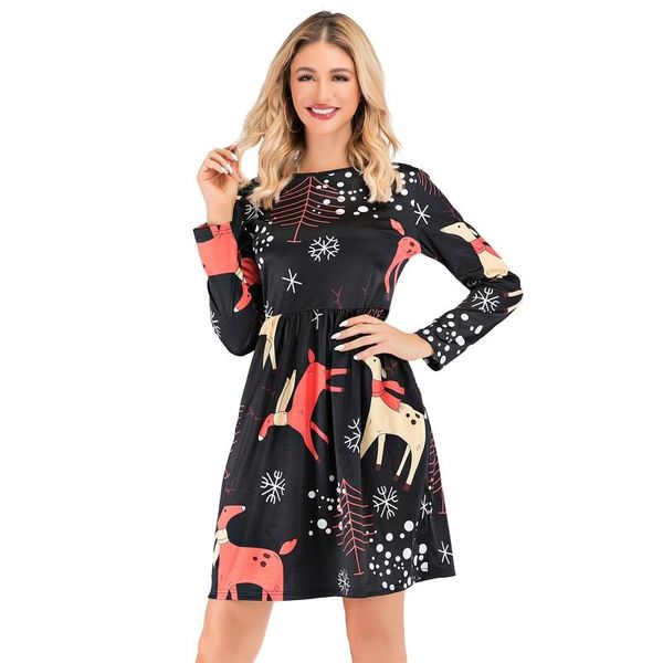 casual dresses women long sleeves round neck dress pullover autumn summer christmas printed slim mini party sundress, Black;gray
casual dresses women long sleeves round neck dress pullover autumn summer christmas printed slim mini party sundress, Black;gray