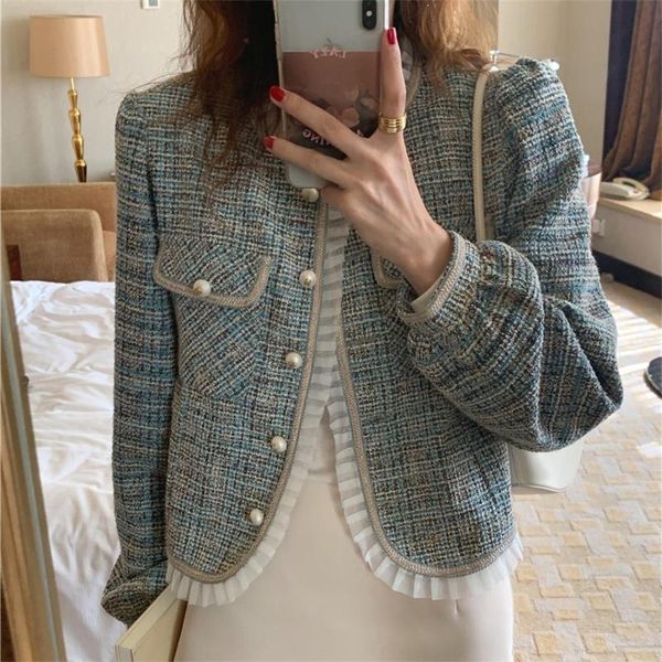 women's jackets blue patchwork pleated weave women coats loose office wear 2021 elegant ol gentle casual, Black;brown
women's jackets blue patchwork pleated weave women coats loose office wear 2021 elegant ol gentle casual, Black;brown