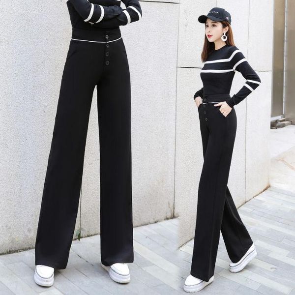 women's pants & capris women 2021 spring autumn fashion loose wide-leg female high waist casual ladies solid color long trousers q775, Black;white
women's pants & capris women 2021 spring autumn fashion loose wide-leg female high waist casual ladies solid color long trousers q775, Black;white