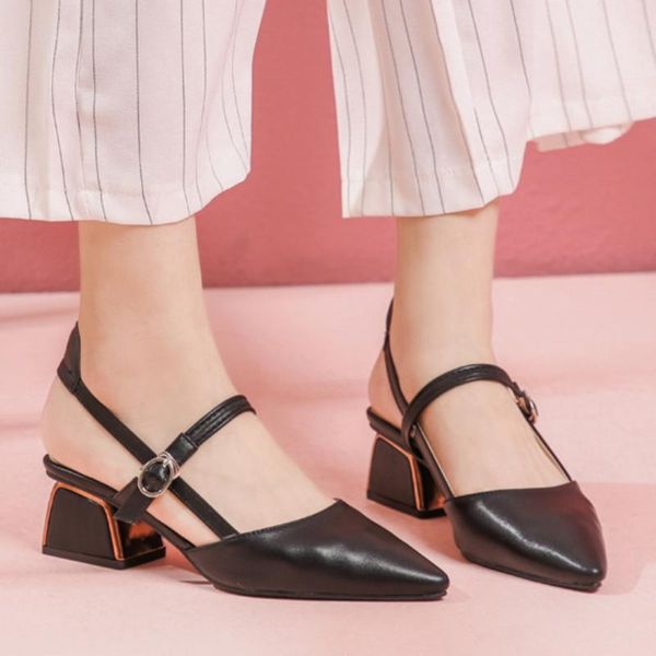 dress shoes summer women sandals pointed toe low heel suede leather sling back casual ladies footwear size 34-40, Black 
dress shoes summer women sandals pointed toe low heel suede leather sling back casual ladies footwear size 34-40, Black