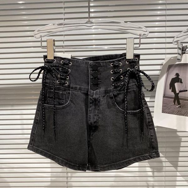 2021 spring new arrival solid color single high waist breasted side bandage female fashion three points denim shorts d86b, Blue
2021 spring new arrival solid color single high waist breasted side bandage female fashion three points denim shorts d86b, Blue