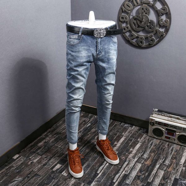 spring and summer light slim straight jeans elastic small feet fashion young versatile long pants men's korean version, Blue
spring and summer light slim straight jeans elastic small feet fashion young versatile long pants men's korean version, Blue