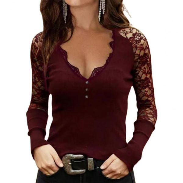 women's t-shirt t-shirts deep v neck lace patchwork women see through long sleeve slim for streetwear clothing, White
women's t-shirt t-shirts deep v neck lace patchwork women see through long sleeve slim for streetwear clothing, White