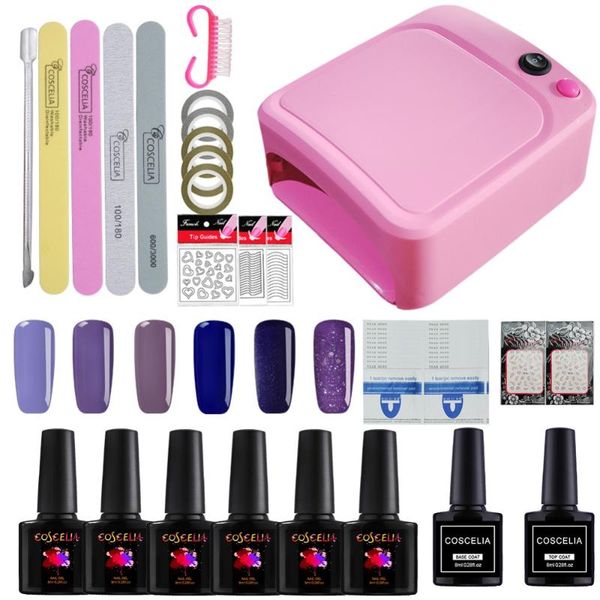 nail art kits 6pcs colorful gel polish set base coat 36w uv lamp pink dryer for manicure tools kit salons
nail art kits 6pcs colorful gel polish set base coat 36w uv lamp pink dryer for manicure tools kit salons