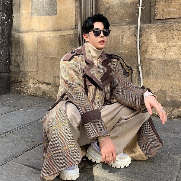 men's trench coats men autumn winter plaid splice double breasted long wool jacket coat male vintage streetwear thick overcoat outerwea, Tan;black
men's trench coats men autumn winter plaid splice double breasted long wool jacket coat male vintage streetwear thick overcoat outerwea, Tan;black