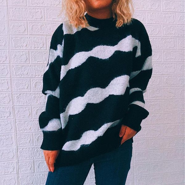 women's sweaters causal striped sweater women simple loose pullover o-neck all-match knitted jumpers autumn long sleeve, White;black
women's sweaters causal striped sweater women simple loose pullover o-neck all-match knitted jumpers autumn long sleeve, White;black