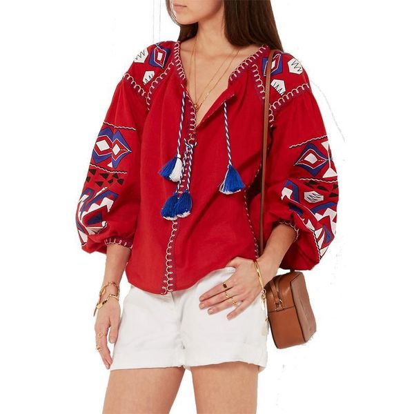women's blouses & shirts floral embroidered maxican blouse autumn long sleeve tassel tie in fronts hippie boho chic style cotton ethnic, White
women's blouses & shirts floral embroidered maxican blouse autumn long sleeve tassel tie in fronts hippie boho chic style cotton ethnic, White