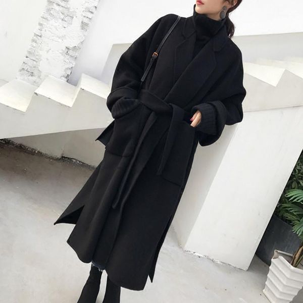 2019 winter new wool woolen coat casual women belt turn-down collar open front overcoat female wool jackets outerwear r11391, Black
2019 winter new wool woolen coat casual women belt turn-down collar open front overcoat female wool jackets outerwear r11391, Black