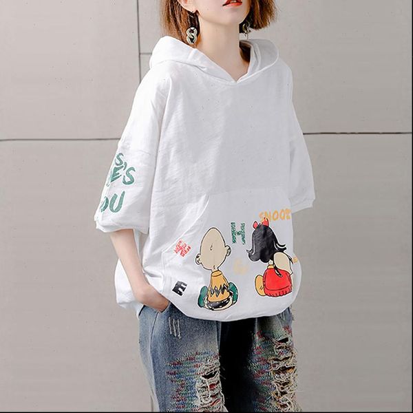 95% cotton tee shirt femme summer korea fashion women short sleeve loose print tshirt hooded casual t plus size s785, White
95% cotton tee shirt femme summer korea fashion women short sleeve loose print tshirt hooded casual t plus size s785, White