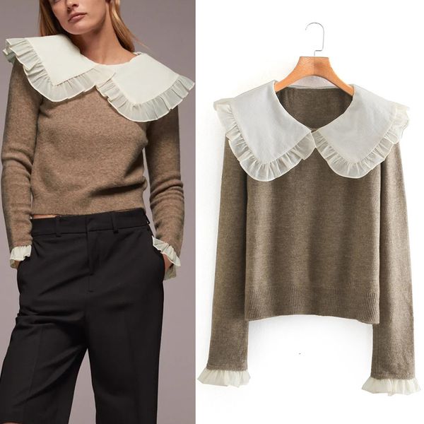 New Vintage 2021 Patchwork Cropped Knitted Sweater Women Autumn Winter Ruffle Contrast Collar Long Sleeve Kawaii Pullover Top Kdgz 5LXT, White;black
New Vintage 2021 Patchwork Cropped Knitted Sweater Women Autumn Winter Ruffle Contrast Collar Long Sleeve Kawaii Pullover Top Kdgz 5LXT, White;black