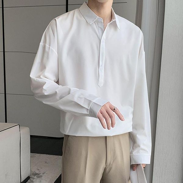 men's casual shirts silk pullover for men fashion turndown collar loose white shirt business long sleeved solid camisa masculin, White;black
men's casual shirts silk pullover for men fashion turndown collar loose white shirt business long sleeved solid camisa masculin, White;black