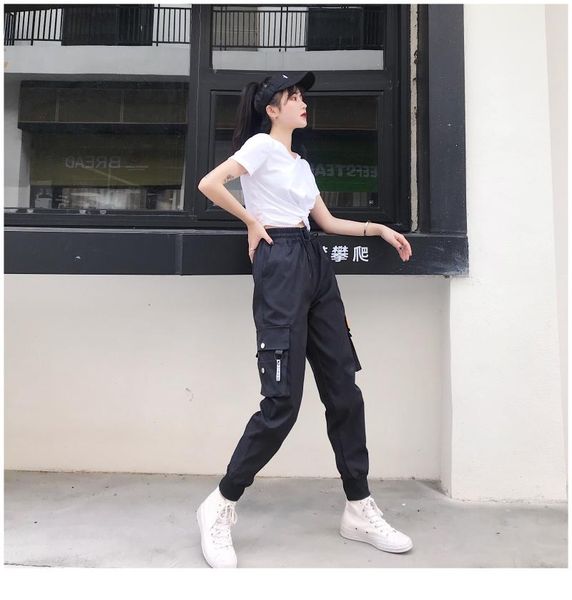 women's pants & capris big pockets cargo women high waist loose streetwear baggy tactical trouser hip hop quality joggers, Black;white
women's pants & capris big pockets cargo women high waist loose streetwear baggy tactical trouser hip hop quality joggers, Black;white