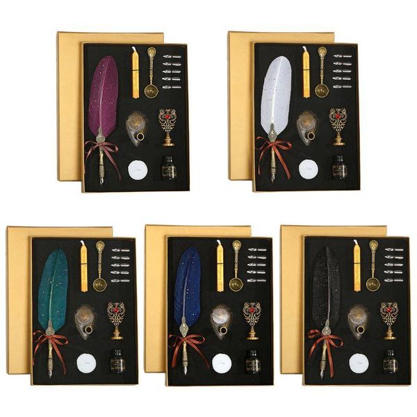 sprinkle gold luxury vintage feather quill dip calligraphy fountain pen writing ink 5 nibs set stationery gift box t8db pens
sprinkle gold luxury vintage feather quill dip calligraphy fountain pen writing ink 5 nibs set stationery gift box t8db pens