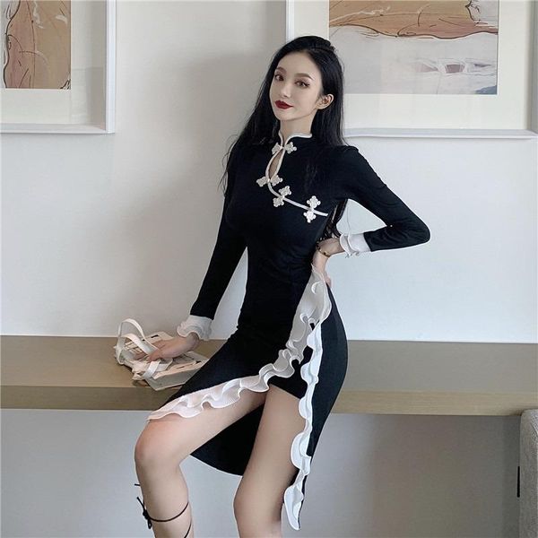 women traditional chinese style elegant cheongsam lady split ruffle evening dress retro fashion slim qipao vintage vestidos, Red
women traditional chinese style elegant cheongsam lady split ruffle evening dress retro fashion slim qipao vintage vestidos, Red