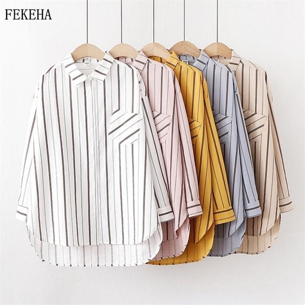 autumn women blouse stripe long sleeve white women's shirts blusa feminine casual cotton lady 210225
autumn women blouse stripe long sleeve white women's shirts blusa feminine casual cotton lady 210225