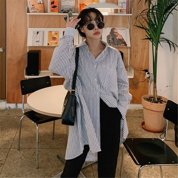 2021 autumn new casual full striped shirt loose slim medium and long blouse women aejy, White;black
2021 autumn new casual full striped shirt loose slim medium and long blouse women aejy, White;black