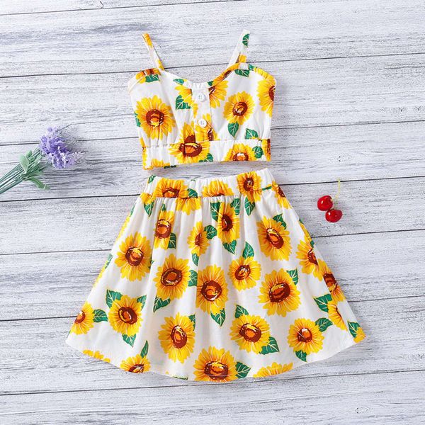 children's clothing 2021 summer ew new girls sunflower suspender vest + high waist short skirt two piece set tz233, White
children's clothing 2021 summer ew new girls sunflower suspender vest + high waist short skirt two piece set tz233, White