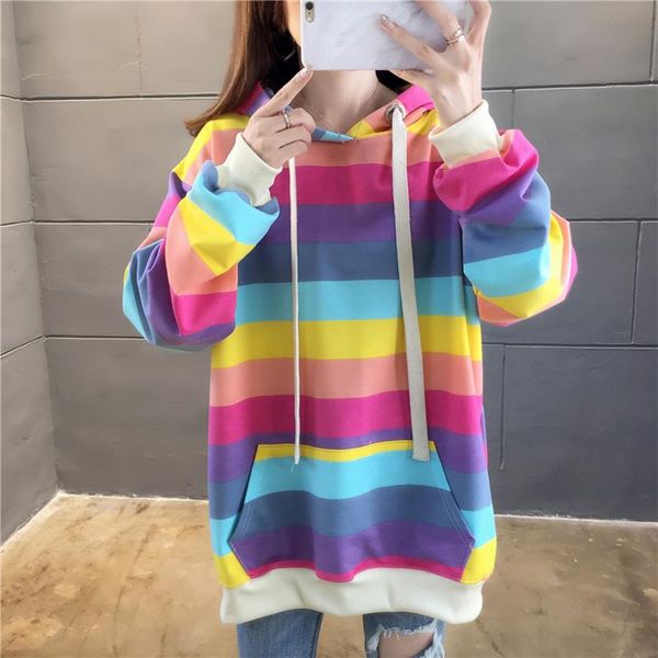 women's hoodies & sweatshirts rainbow hooded women kwaii striped long style plus size winter sweet pullovers, Black
women's hoodies & sweatshirts rainbow hooded women kwaii striped long style plus size winter sweet pullovers, Black
