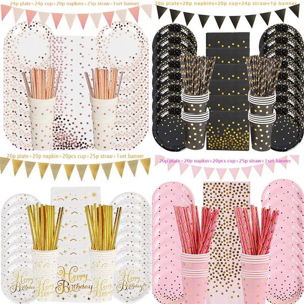 disposable dinnerware rose gold/pink/blue/black party tableware set paper cups plates straws wedding birthday decoration supplies
disposable dinnerware rose gold/pink/blue/black party tableware set paper cups plates straws wedding birthday decoration supplies
