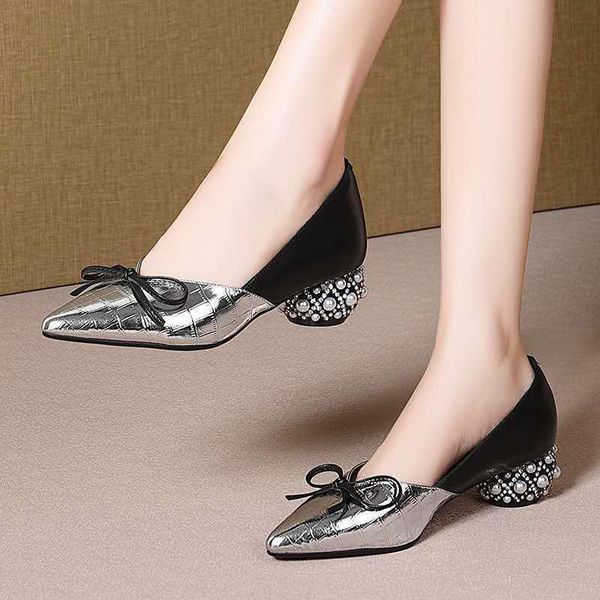 dress shoes thick heel single woman mid heels women 2022 autumn work shoe female footware soft leather bowtie pointed toes silver, Black
dress shoes thick heel single woman mid heels women 2022 autumn work shoe female footware soft leather bowtie pointed toes silver, Black