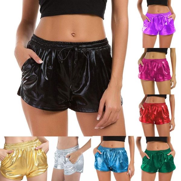 women high waist sport shorts shiny metallic leggings women's shorts shiny dance boxer short, White;black
women high waist sport shorts shiny metallic leggings women's shorts shiny dance boxer short, White;black