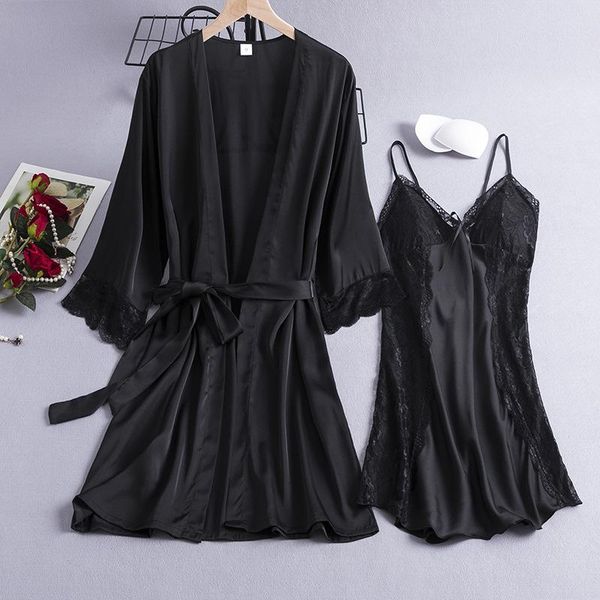 women's sleepwear casual bathrobe gown summer short 2pcs kimono robe set lace women white homewear intimate lingerie, Black;red
women's sleepwear casual bathrobe gown summer short 2pcs kimono robe set lace women white homewear intimate lingerie, Black;red