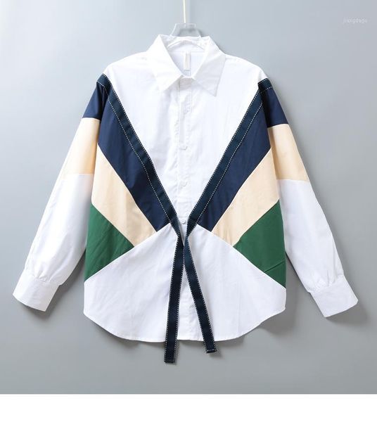 spring and autumn fashion blouse long sleeve cotton color matching casual splicing loose plus size women blusas women's blouses & shirt, White
spring and autumn fashion blouse long sleeve cotton color matching casual splicing loose plus size women blusas women's blouses & shirt, White