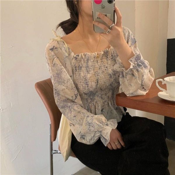 women's blouses & shirts french ruffled chiffon shirt spring ethereal design niche off-shoulder vintage floral long sleeve top, White
women's blouses & shirts french ruffled chiffon shirt spring ethereal design niche off-shoulder vintage floral long sleeve top, White