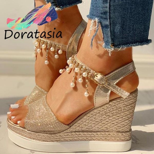 sandals doratasia ins women open toe platform shoes summer party dress pearl high wedges, Black
sandals doratasia ins women open toe platform shoes summer party dress pearl high wedges, Black