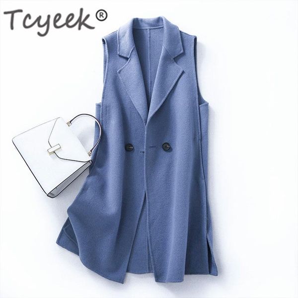 women's vests tcyeek 2021 autumn winter vest 100% wool coat female slim long elegant waistcoat for women jaqueta feminina lw1127, Black;white
women's vests tcyeek 2021 autumn winter vest 100% wool coat female slim long elegant waistcoat for women jaqueta feminina lw1127, Black;white