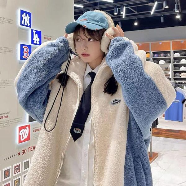 women's jackets tide harajuku faux lamb wool jackwets women fashion ins oversize zipper stand collar chic splicing mujer thick outerwea, Black;brown
women's jackets tide harajuku faux lamb wool jackwets women fashion ins oversize zipper stand collar chic splicing mujer thick outerwea, Black;brown
