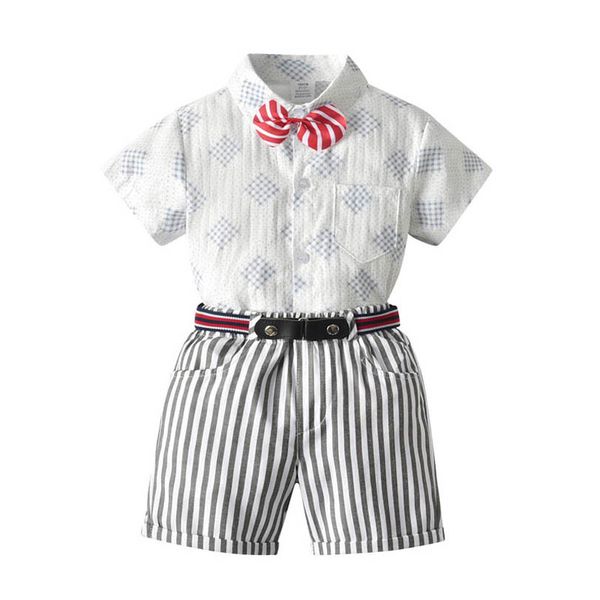kids clothing sets boys suits children outfits summer cotton bow short sleeve tie print shirt belt striped trousers shorts pants gentleman b, White
kids clothing sets boys suits children outfits summer cotton bow short sleeve tie print shirt belt striped trousers shorts pants gentleman b, White