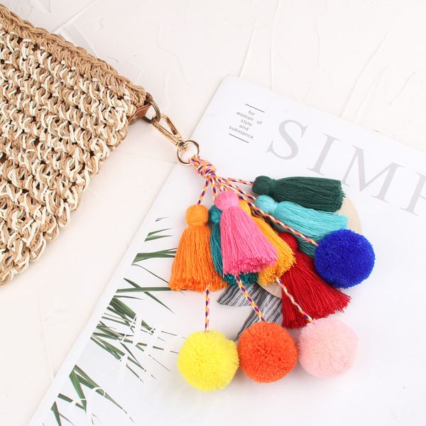 multicolor tassel pompom keychain bohemian handmade bag accessories key ring for women boho handbag key holder summer gifts, Silver
multicolor tassel pompom keychain bohemian handmade bag accessories key ring for women boho handbag key holder summer gifts, Silver