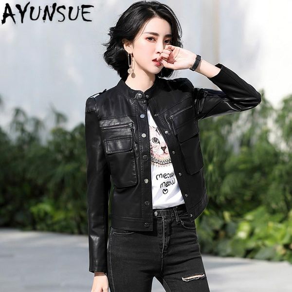 women's leather & faux ayunsue jacket women black spring autumn korean biker coat short abrigo mujer pph455
women's leather & faux ayunsue jacket women black spring autumn korean biker coat short abrigo mujer pph455