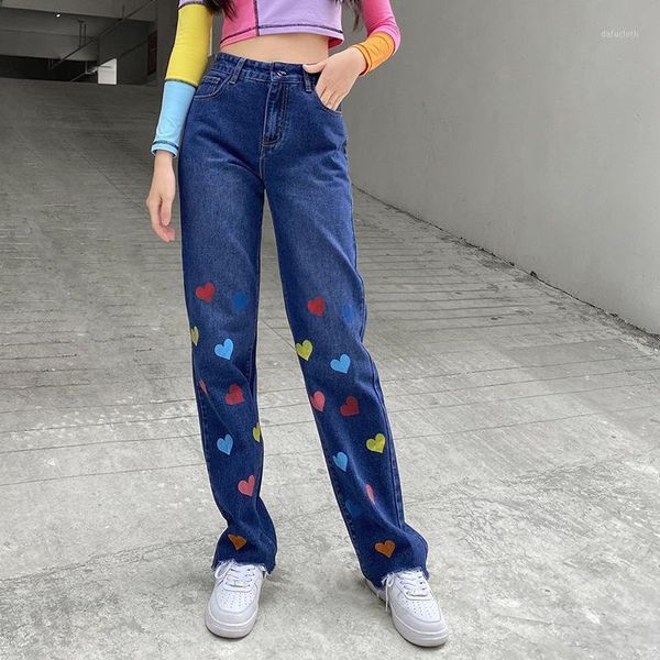 streetwear heart print straight high waist jeans women sweet cute denim pants ladies trousers korean bottom clothes women's, Blue
streetwear heart print straight high waist jeans women sweet cute denim pants ladies trousers korean bottom clothes women's, Blue