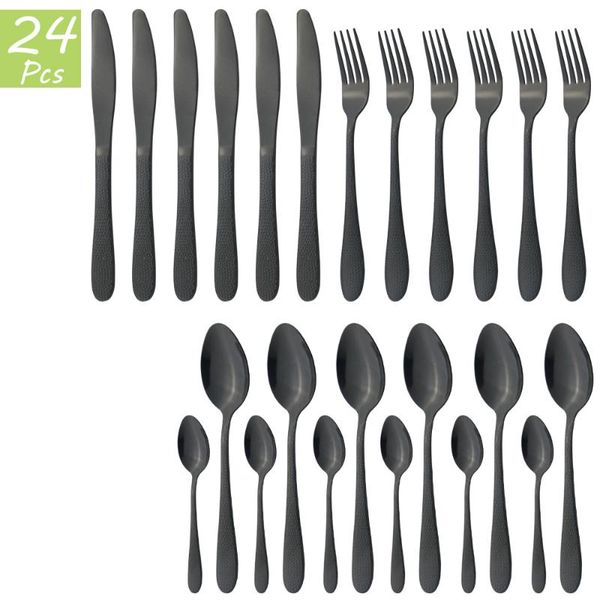 flatware sets 24pcs black dinner cutlery set stainless steel dinnerware knife fork spoon tableware kitchen silverware
flatware sets 24pcs black dinner cutlery set stainless steel dinnerware knife fork spoon tableware kitchen silverware