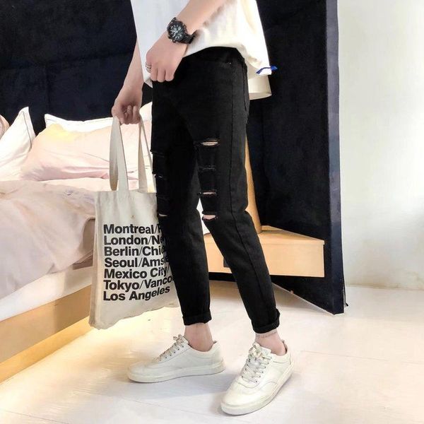 men's jeans hole slim skinny denim pants men's fashion knee holes personality street style fashion casual jeans, Blue
men's jeans hole slim skinny denim pants men's fashion knee holes personality street style fashion casual jeans, Blue