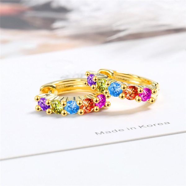hoop & huggie charm female rainbow crystal earrings cute gold silver color for women trendy bridal small round wedding, Golden;silver
hoop & huggie charm female rainbow crystal earrings cute gold silver color for women trendy bridal small round wedding, Golden;silver