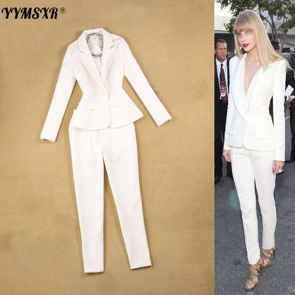 women's two piece pants autumn clothing 2021 slim long-sleeved single button white suit two-piece casual feet sets high quality
women's two piece pants autumn clothing 2021 slim long-sleeved single button white suit two-piece casual feet sets high quality