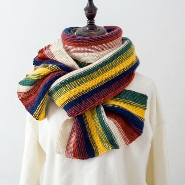 scarves ins fashionable rainbow knitted scarf for women with thick warm shawl, Blue;gray
scarves ins fashionable rainbow knitted scarf for women with thick warm shawl, Blue;gray