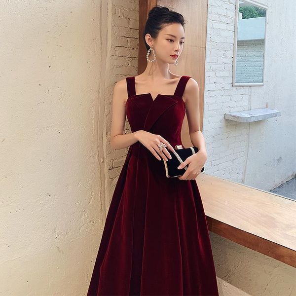 ethnic clothing bride burgundy spaghetti strap velvet prom dresses backless a line evening dress for wedding party toast gowns, Red
ethnic clothing bride burgundy spaghetti strap velvet prom dresses backless a line evening dress for wedding party toast gowns, Red