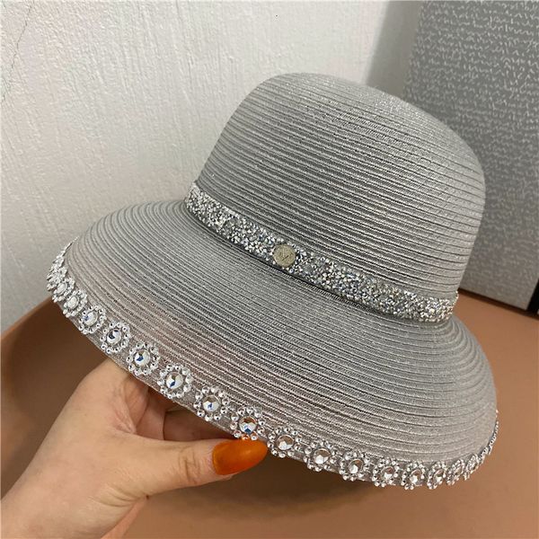 summer women's big eaves straw french hepburn wind perspective pvc shade cap diamond edge beach fisherman's hat, Yellow 
summer women's big eaves straw french hepburn wind perspective pvc shade cap diamond edge beach fisherman's hat, Yellow