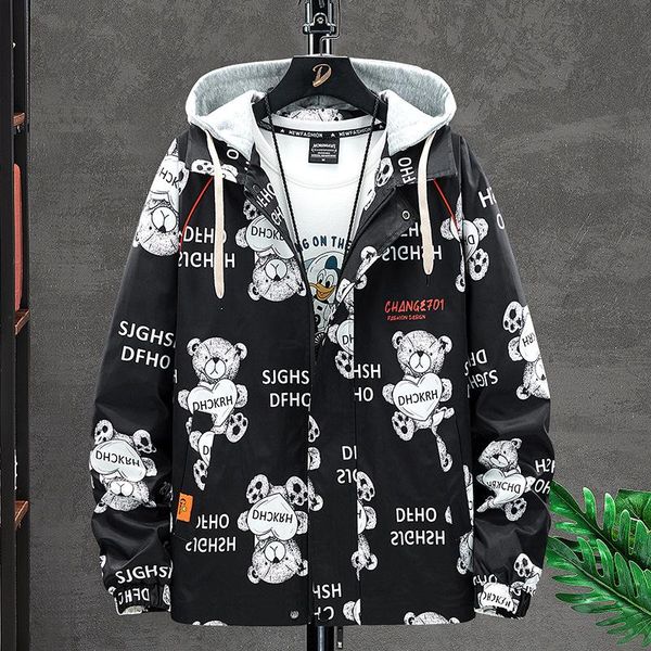 men's jackets oversized fashion print jacket fat loose couple stitching hooded zipper lightweight korean clothes, Black;brown
men's jackets oversized fashion print jacket fat loose couple stitching hooded zipper lightweight korean clothes, Black;brown