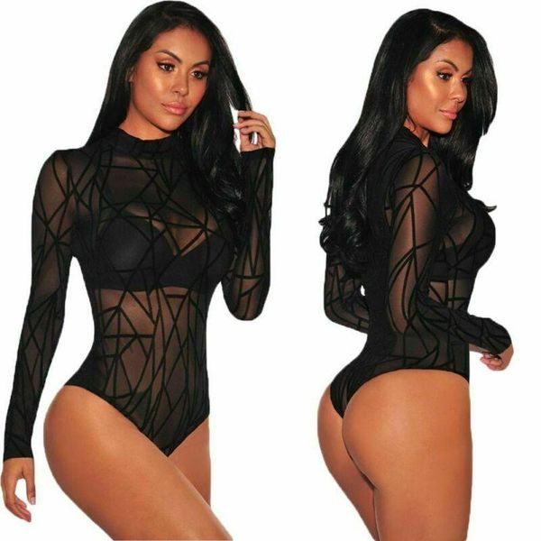 women's jumpsuits & rompers 2021 woman bodysuit long sleeve black mesh lace mock neck slim bodysuits spring female party body clothes, Black;white
women's jumpsuits & rompers 2021 woman bodysuit long sleeve black mesh lace mock neck slim bodysuits spring female party body clothes, Black;white