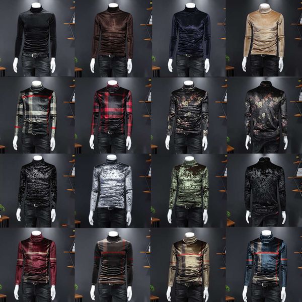 autumn and winter high collar long sleeve handsome men's velvet trend printed korean personalized plaid t-shirtwinter, White;black
autumn and winter high collar long sleeve handsome men's velvet trend printed korean personalized plaid t-shirtwinter, White;black