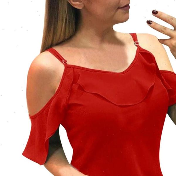 lady solid camis summer fashion women off shoulder summer solid strappy ruffle casual chiffon blouse femme, White
lady solid camis summer fashion women off shoulder summer solid strappy ruffle casual chiffon blouse femme, White