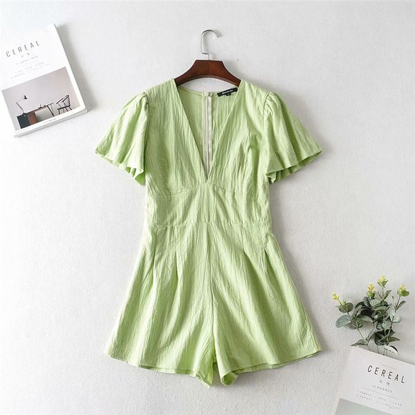 women's jumpsuits & rompers casual woman green sleeve v neck cotton short 2021 summer chic ladies soft zipper romper female beach, Black;white
women's jumpsuits & rompers casual woman green sleeve v neck cotton short 2021 summer chic ladies soft zipper romper female beach, Black;white