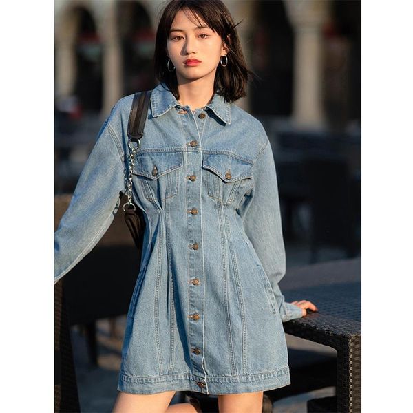 autumn long sleeve blue girl jeans dress plus size denim dresses for women korean vintage mini summer vestido beach cosplay, Black;gray
autumn long sleeve blue girl jeans dress plus size denim dresses for women korean vintage mini summer vestido beach cosplay, Black;gray